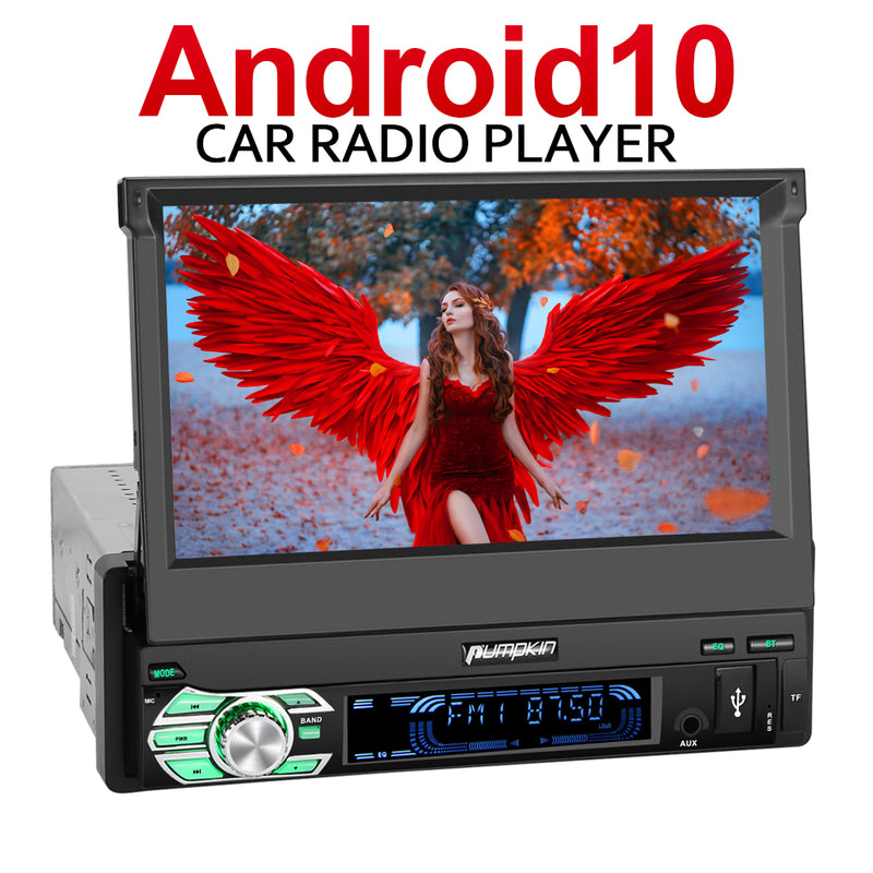 Single 1DIN 7 Car Stereo Radio Apple Carplay Android Auto Flip Out Touch  Screen