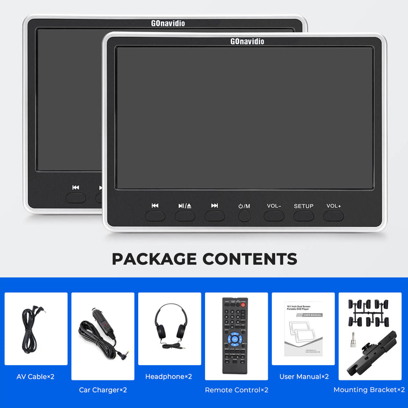 12" Dual IPS Screen Car Headrest Monitor DVD Player with Headphones, Headrest TV for Car with Remote Control