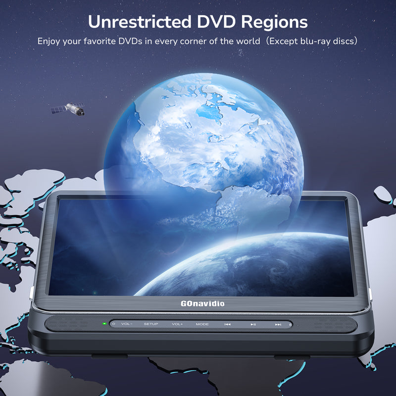 12" Full HD Screen Portable Car DVD Player Headrest Rechargeable Battery USB SD W/Headsets