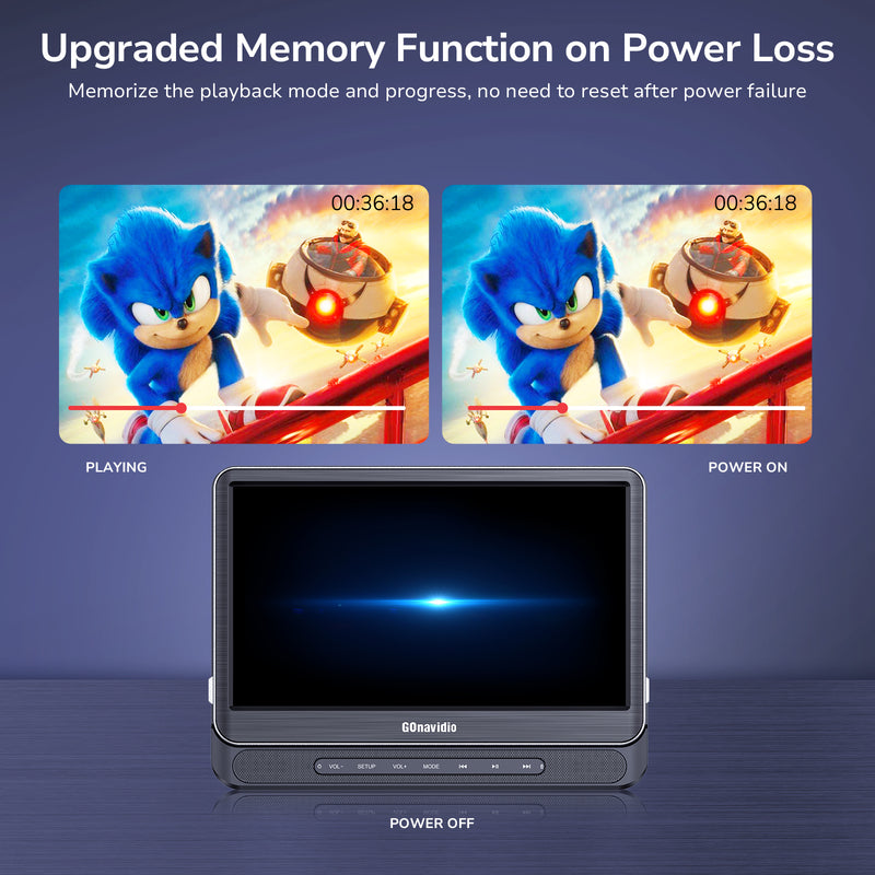 12" Full HD Screen Portable Car DVD Player Headrest Rechargeable Battery USB SD W/Headsets