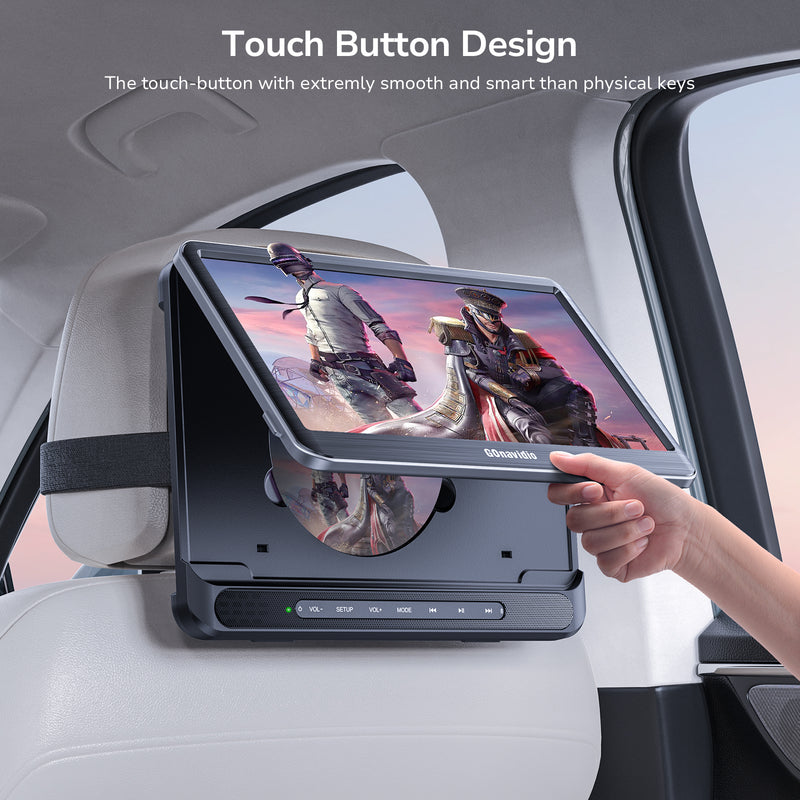 12" Full HD Screen Portable Car DVD Player Headrest Rechargeable Battery USB SD W/Headsets