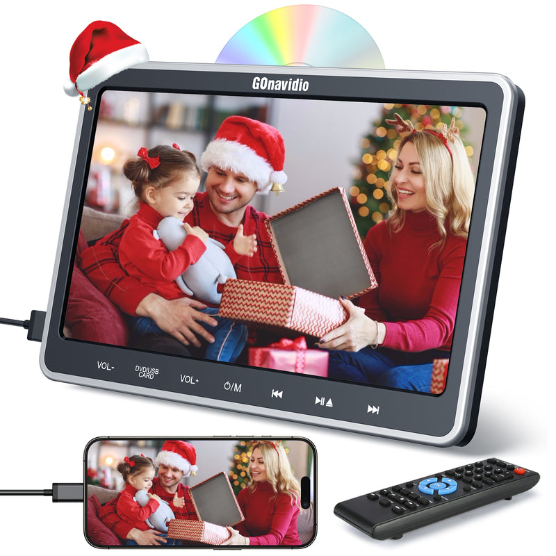 【Black Friday Deal】10.1'' Car DVD Player for kids with HDMI Input, Car Video Player with Bracket Mount,Support USB/SD Card, AV in &amp; AV Out, Region Free, Last Memory