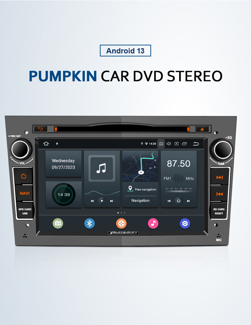 Pumpkin Upgraded 7” Opel Radio for Vectra Astra Vivaro Zafira Corsa Android 13 Car DVD Player with Bluetooth Navi(2GB+32GB)