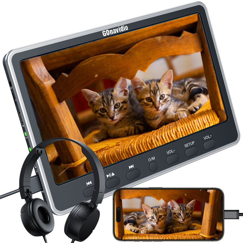 12" Suction Drive IPS Screen Car Headrest DVD Player with HDMI Input and Headphone