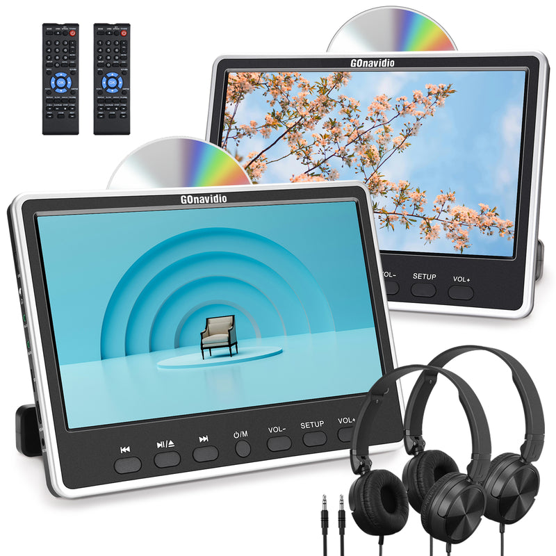 12" Dual IPS Screen Car Headrest Monitor DVD Player with Headphones, Headrest TV for Car with Remote Control