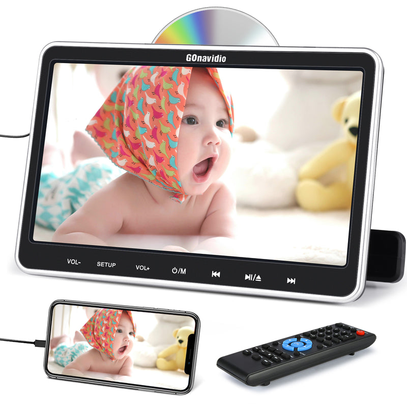 10.1'' Car Seat Headrest DVD Player Inhalation Headrest TV with HDMI Input and Mounting Bracket Support USB/SD Region Free Last Momory