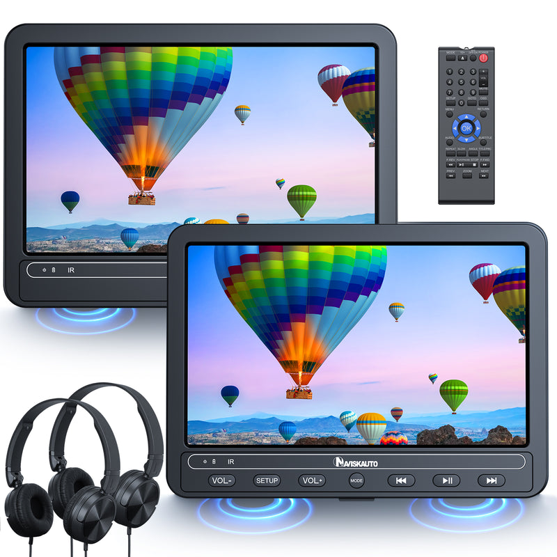 2×10.5" Portable DVD Player for Car with 5-Hour Rechargeable Battery (1 Player + 1 Monitor)