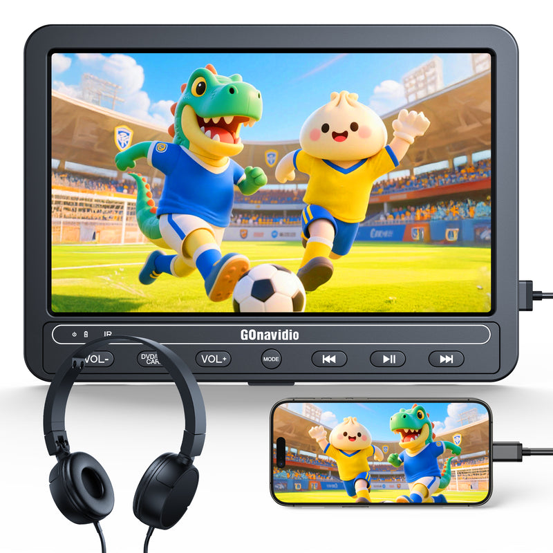 10.1 Inch Clamshell Design Portable DVD Player for Car with Headrest Mount and Battery, Headrest Monitor with HDMI Input MP4 USD SD