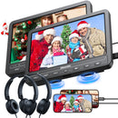 GOnavidio 10.5" Dual Screen Portable DVD Player for Car with Built-in Rechargeable Battery