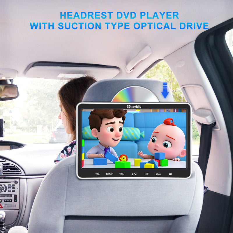 10.1 Inch Dual Car DVD Player Headrest Monitors with 2 Headphones and 2 Mounting Bracket