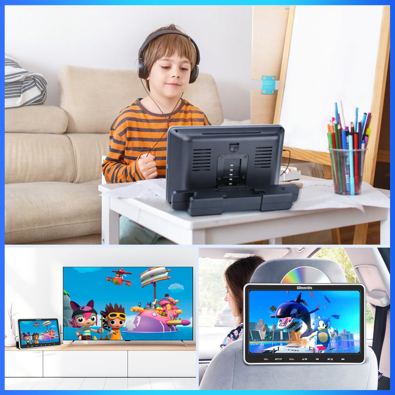 10.1'' Car Seat Headrest DVD Player Inhalation Headrest TV with HDMI Input and Mounting Bracket Support USB/SD Region Free Last Momory