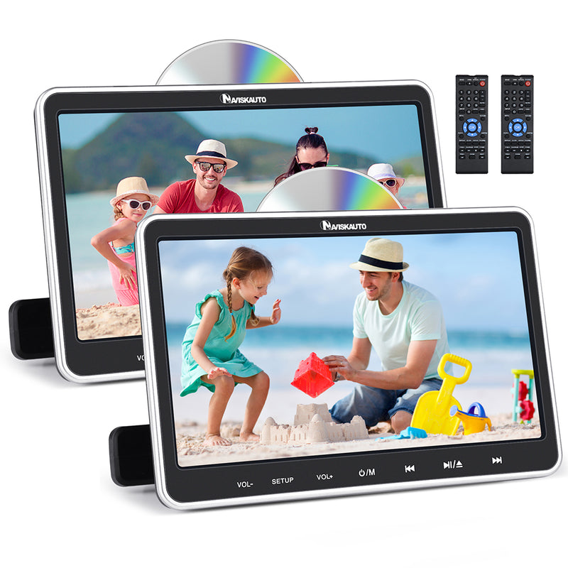 NAVISKAUTO 10.1" Dual Screen Suction Type Headrest DVD Player with HDMI Input