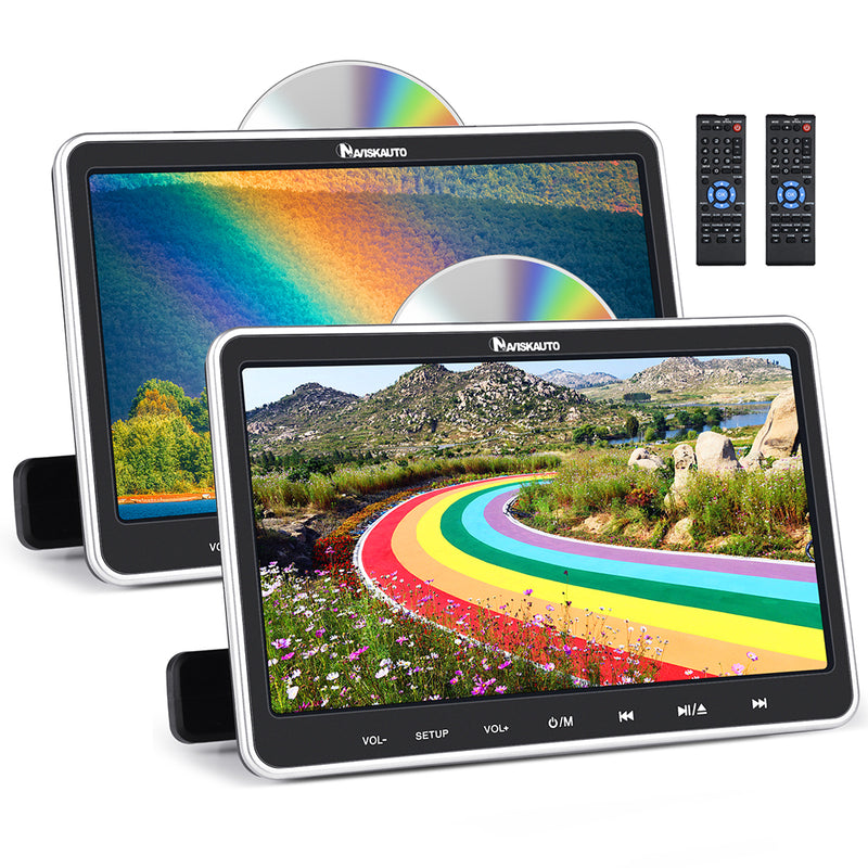 NAVISKAUTO 10.1" Dual Screen Suction Type Headrest DVD Player with HDMI Input