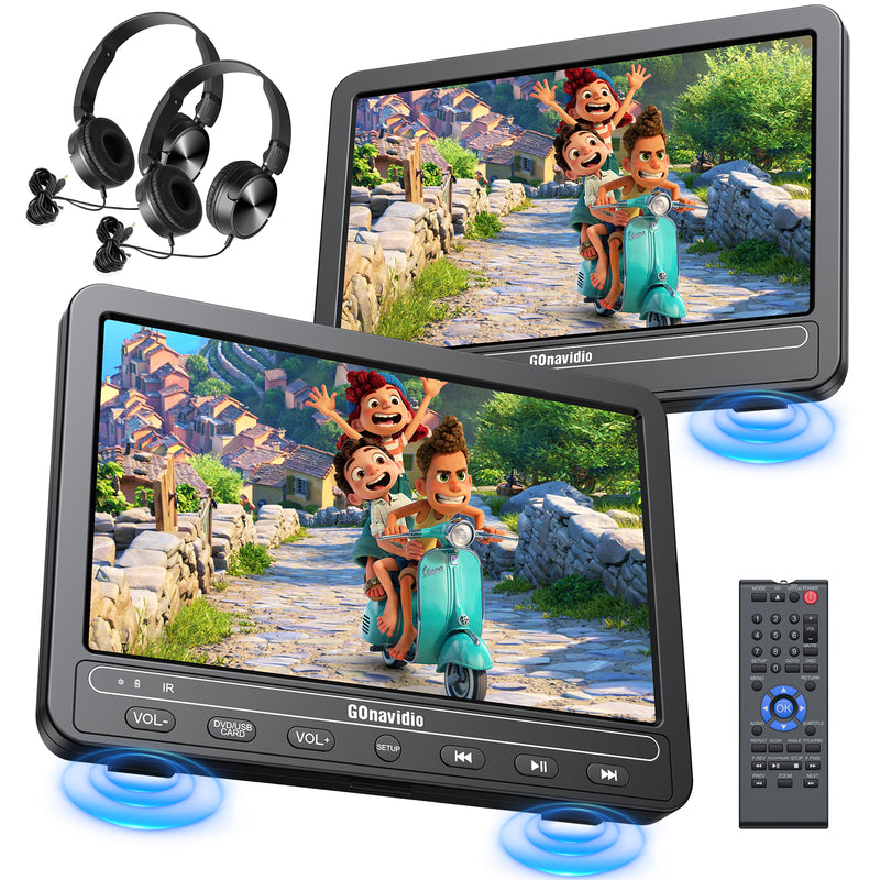 2×10.5" Portable DVD Player for Car with 5-Hour Rechargeable Battery (1 Player + 1 Monitor)