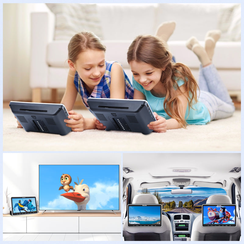 10.1 Inch Dual Car DVD Player Headrest Monitors with 2 Headphones and 2 Mounting Bracket