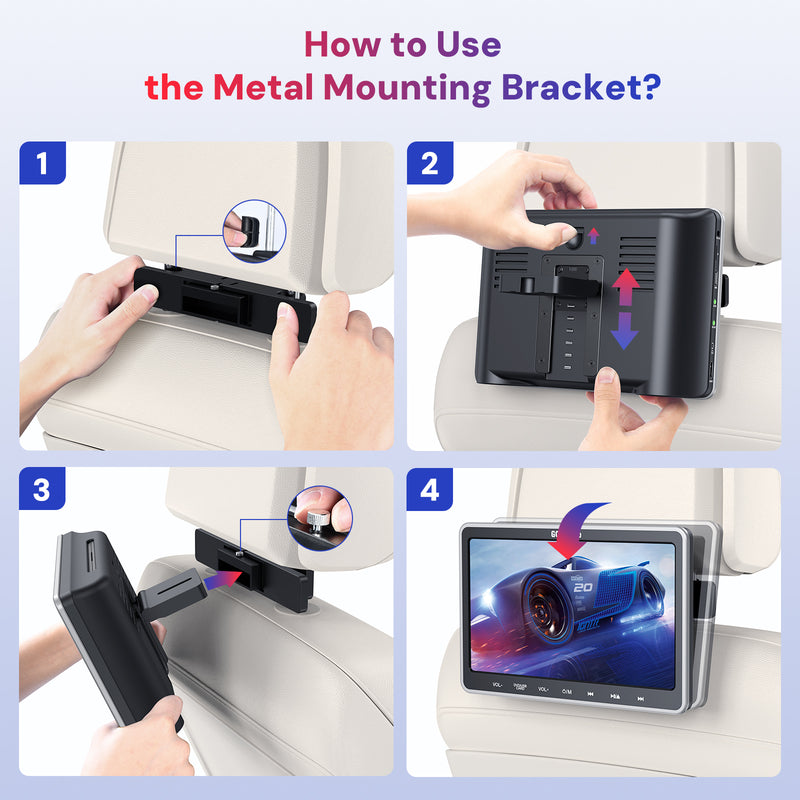 【Extra 10% OFF】10.1'' Car DVD Player for kids with HDMI Input, Car Video Player with Bracket Mount,Support USB/SD Card, AV in &amp; AV Out, Region Free, Last Memory