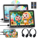 10.1" Dual Car DVD Players for Kids with HDMI Input 2 Headphones Mounting Bracket, Support Same/Different DVD Playing, Last Memory, Region Free, USB SD Card (2 Headrest DVD Players)