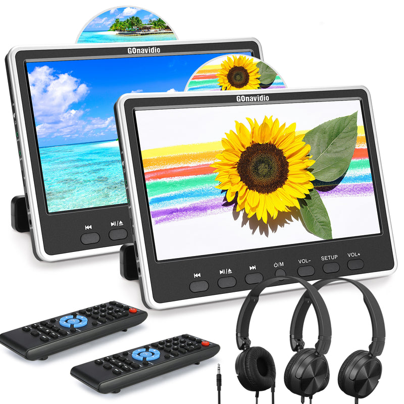 12" Dual IPS Screen Car Headrest Monitor DVD Player with Headphones, Headrest TV for Car with Remote Control