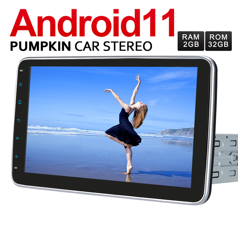 【Extra 15% OFF】Pumpkin 10.1-Inch 1280*720 IPS Screen Single Din Android 11 Head Unit (2GB+32GB)