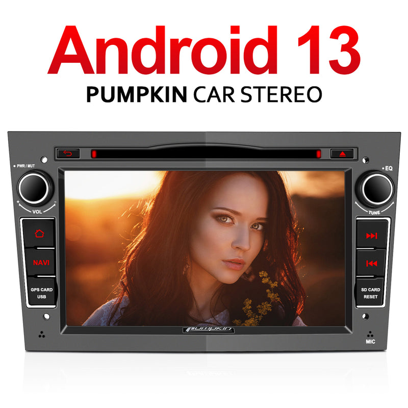 Pumpkin Android 13 Vauxhall Car Stereo for Zafira B/ Astra H/ Corsa D Radio Replacement(Grey)