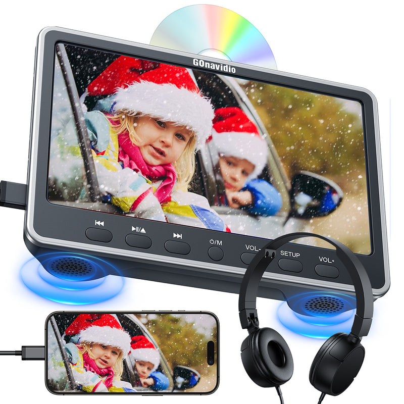 12" Suction Drive IPS Screen Car Headrest DVD Player with HDMI Input and Headphone