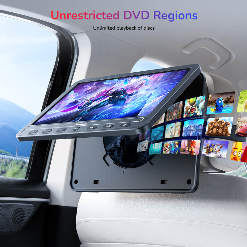 10.1" Dual Portable DVD Players for Car with HDMI Input, 5 Hours Battery, Car DVD Player Support USB/SD Card, Play Same/Different Movies (2 x DVD Player)