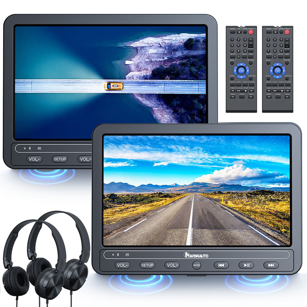 NAVISKAUTO 10.5" Dual Screen Portable DVD Player for Car with Battery ...