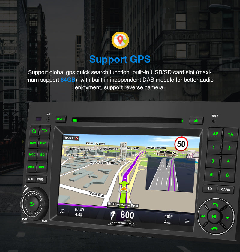 Pumpkin 7" Quad-Core Mercedes A/B Class Android 11 Car Stereo Upgrade (2GB+32GB)